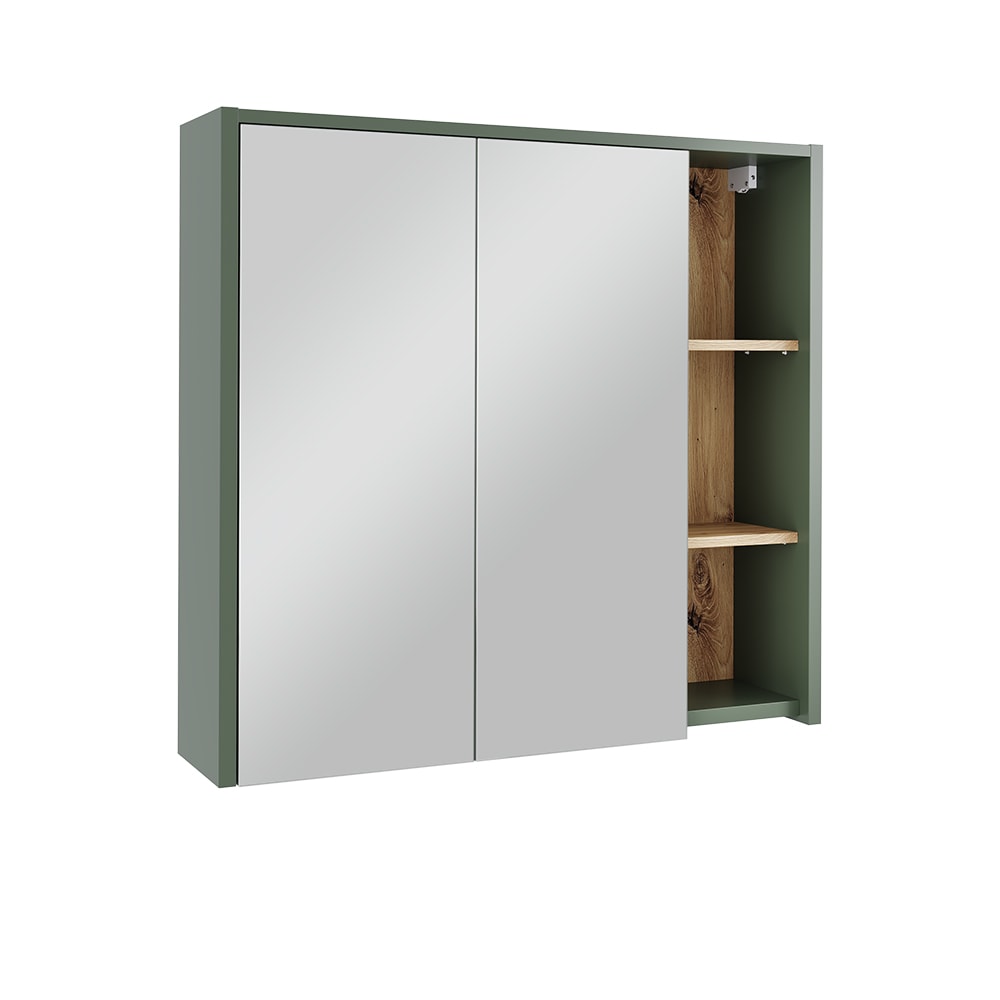 Vicco Badspiegelschrank mit offenen Regalen Grün 80x75cm style modern Grün Spanplatte