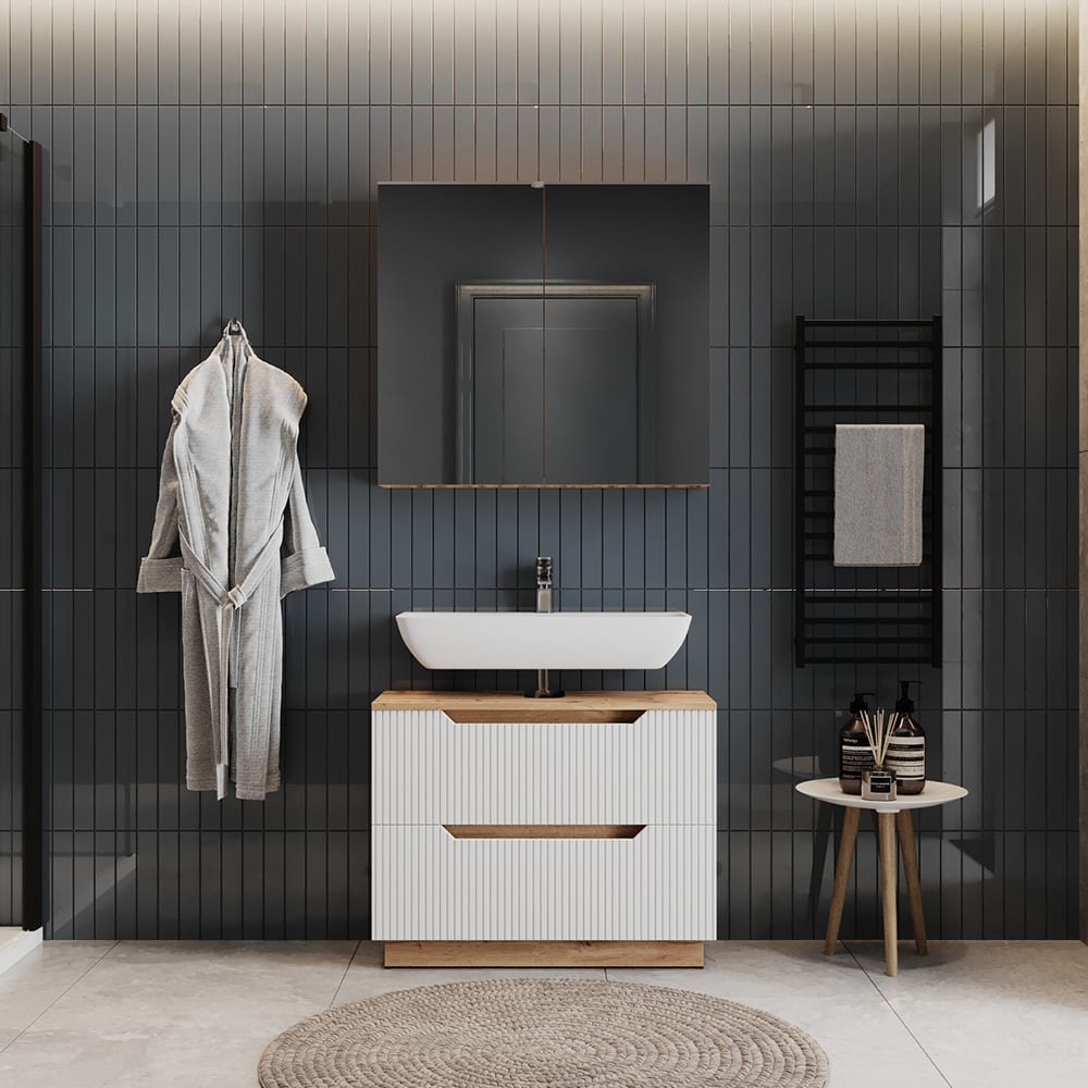 Badmöbel-Set 2-teilig Weiß 80x62.5cm - Maisons Du Monde