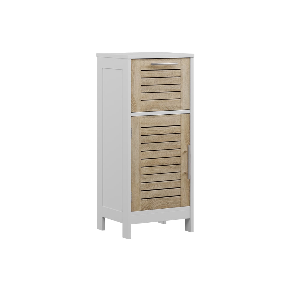 Vicco Midischrank mit 1 Schublade Weiß/Eiche 35x80cm style modern Weiß Spanplatte