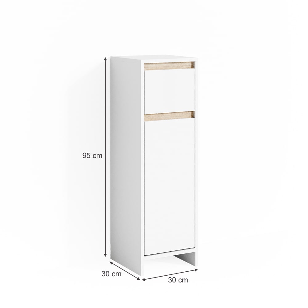 Midischrank, Weiß/Sonoma 30 x 95cm - Maisons Du Monde