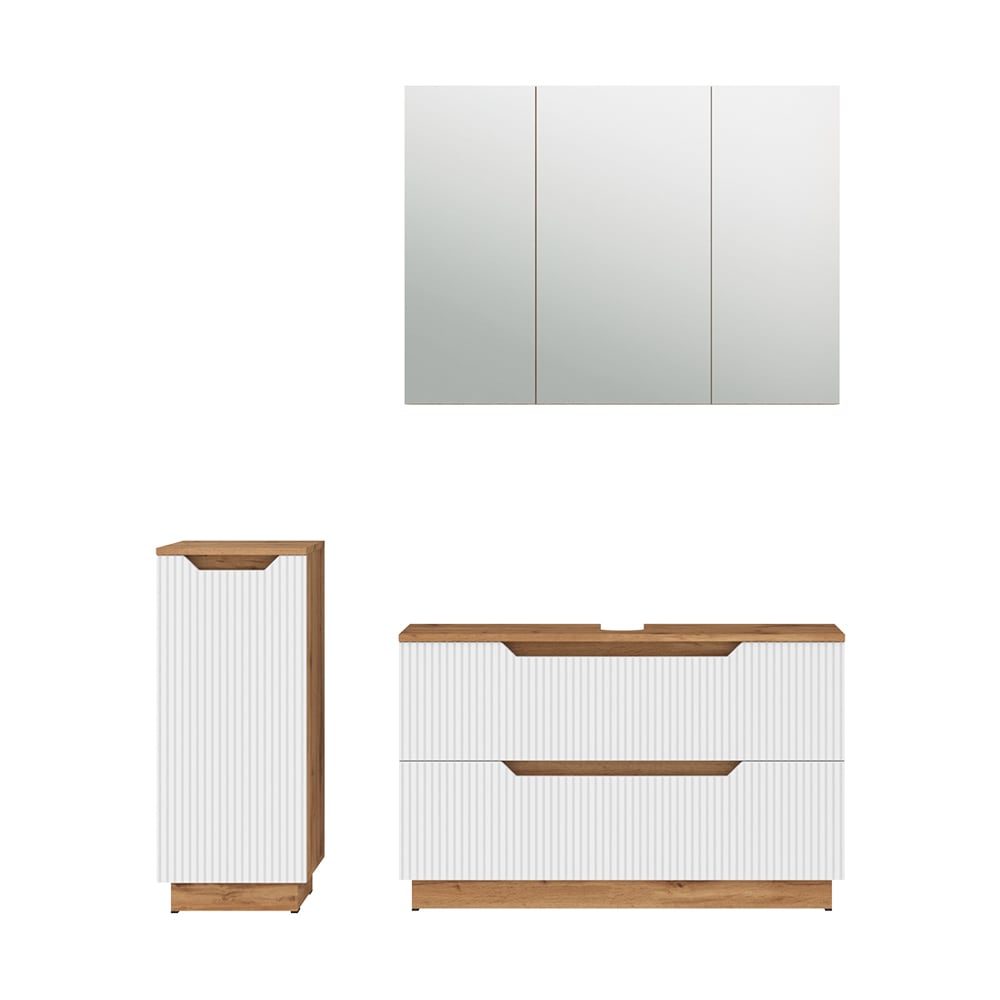 Vicco Badmöbel-Set 3-teilig Weiß 100x62.5cm style modern Weiß Spanplatte
