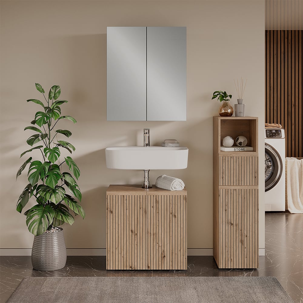 Badmöbel-Set 3-teilig Artisan-Eiche 60x58cm - Maisons Du Monde