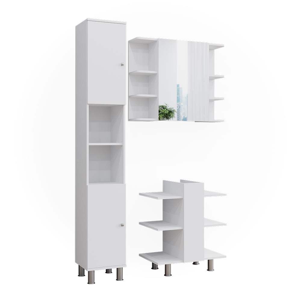 Vicco Badmöbel-Set 3-teilig Weiß 60x70cm style modern Weiß Spanplatte