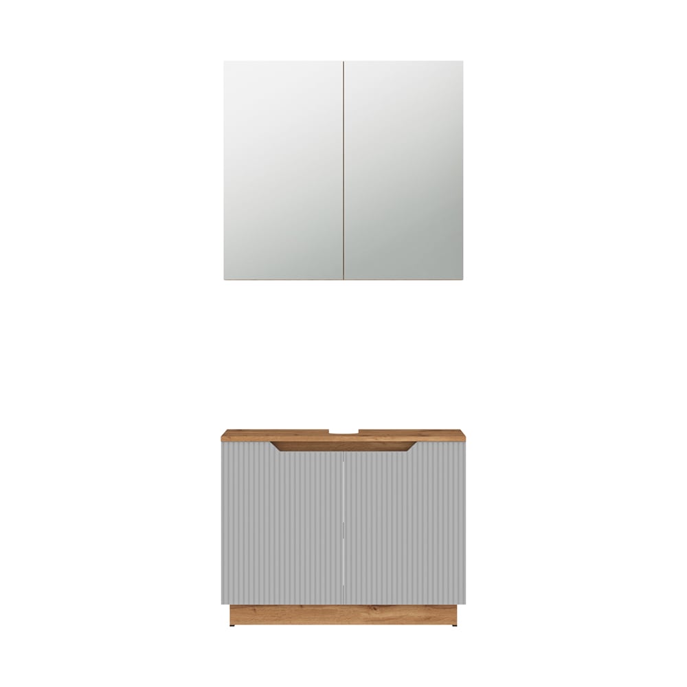 Vicco Badmöbel-Set 2-teilig Grau 80x62.1cm style modern Grau Spanplatte