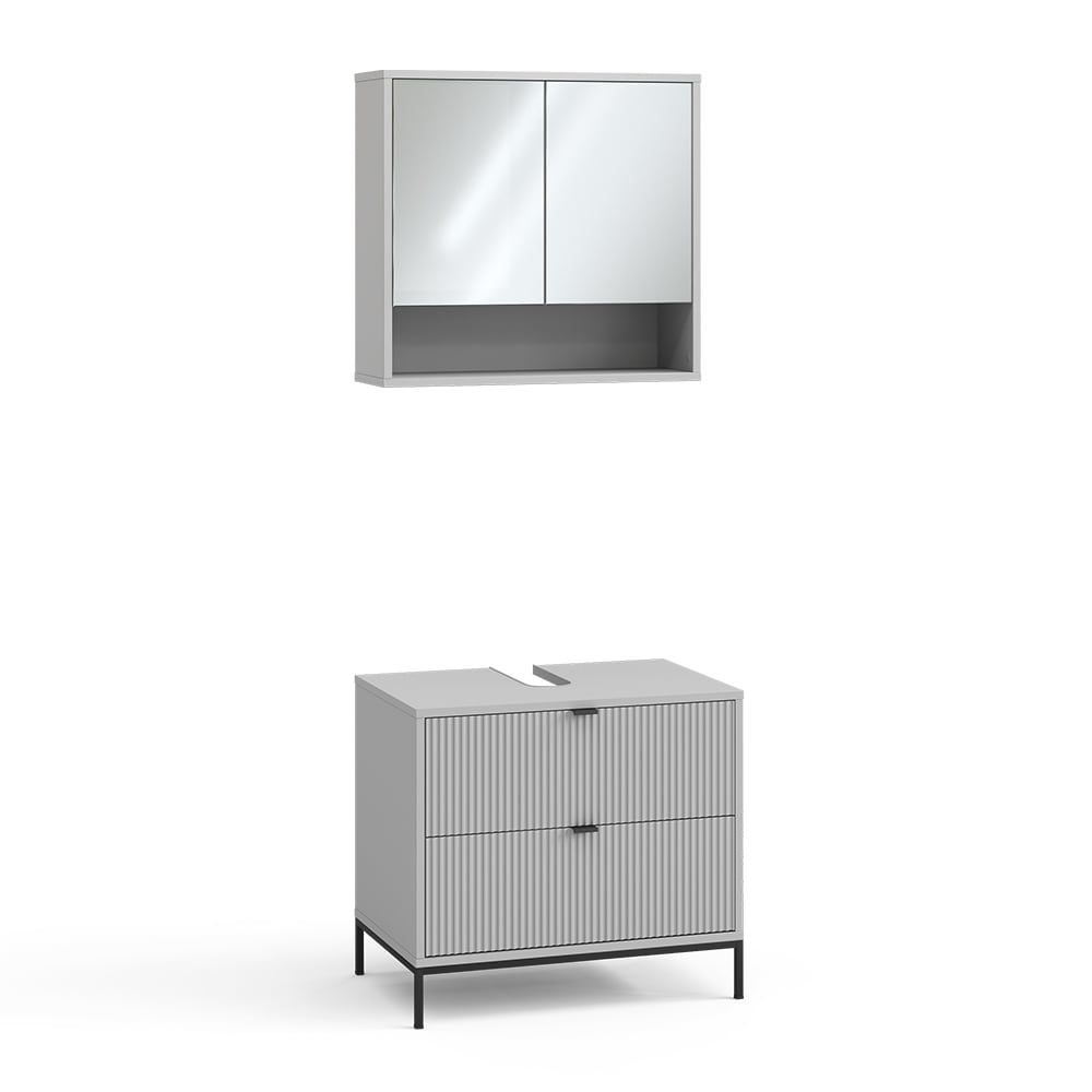 Vicco Badmöbel-Set 2-teilig Grau 70x63cm style modern Grau Spanplatte