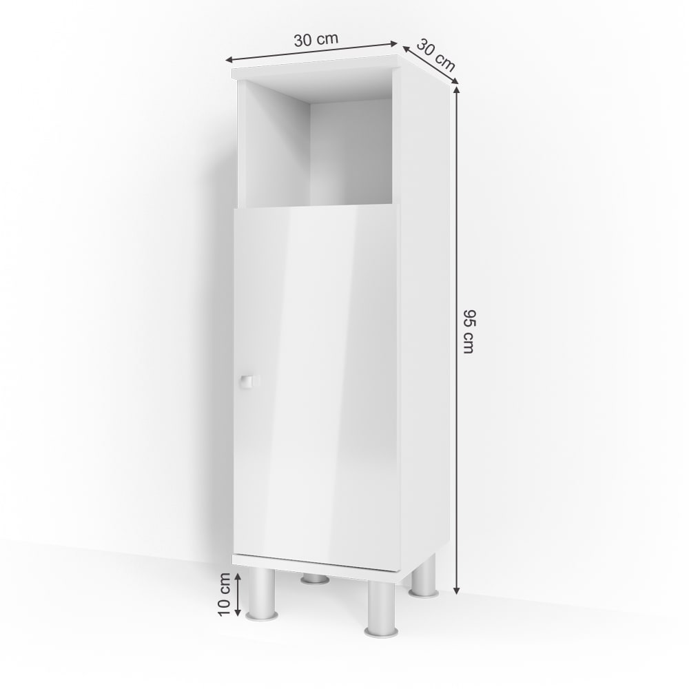 Midischrank, Weiß Hochglanz 30 x 95cm - Maisons Du Monde