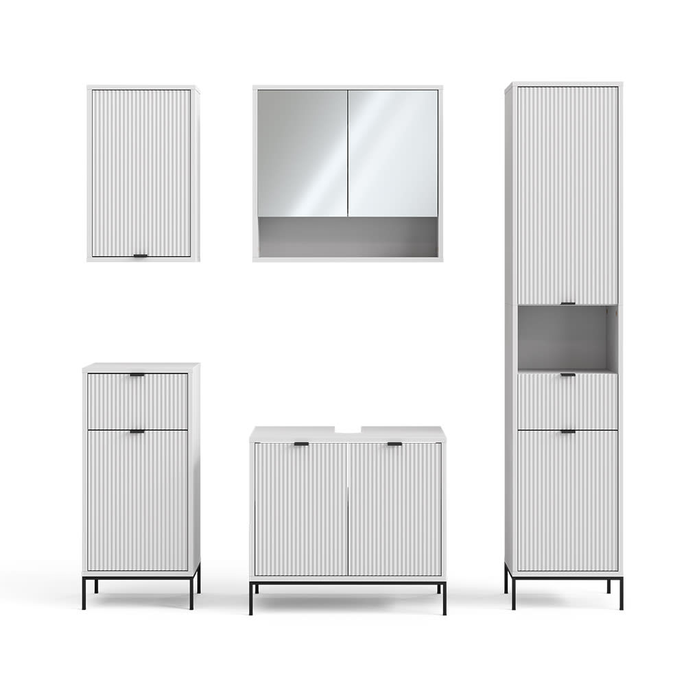 Vicco Badmöbel-Set 5-teilig Weiß 70x63cm style modern Weiß Spanplatte