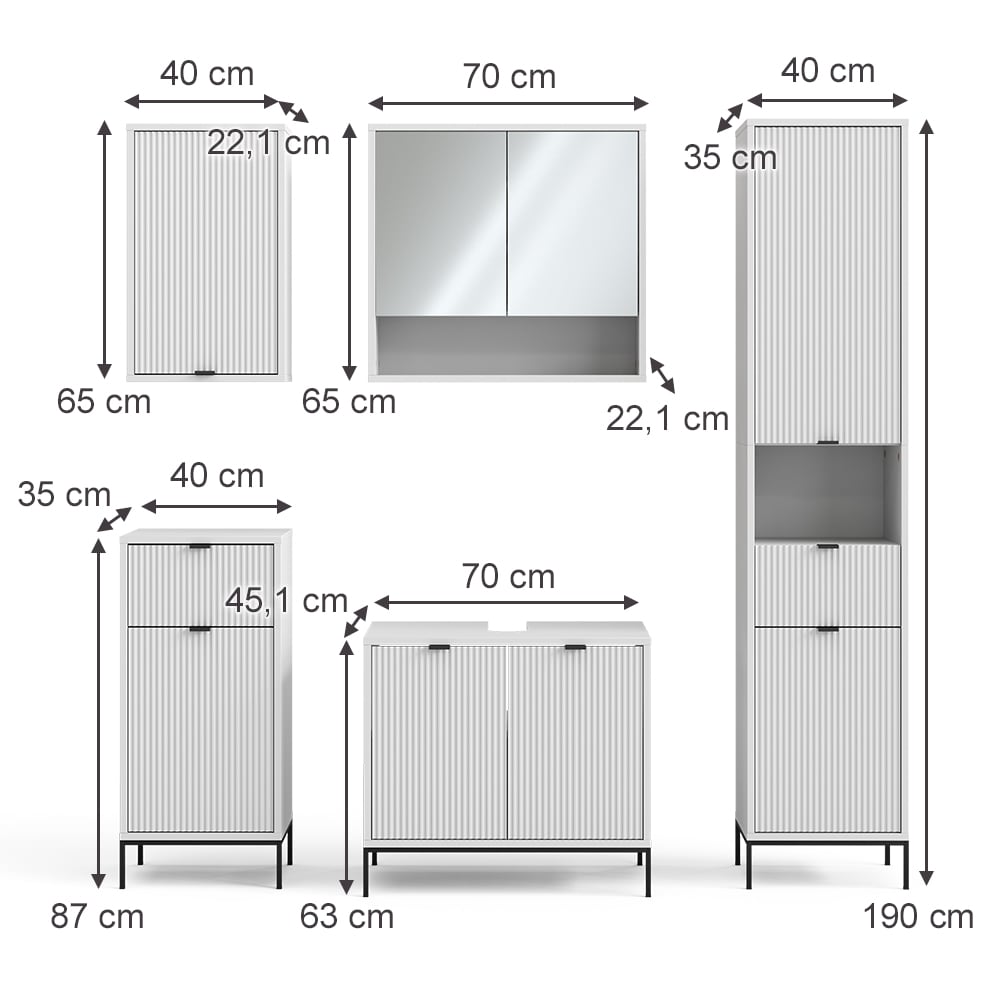 Badmöbel-Set 5-teilig Weiß 70x63cm - Maisons Du Monde