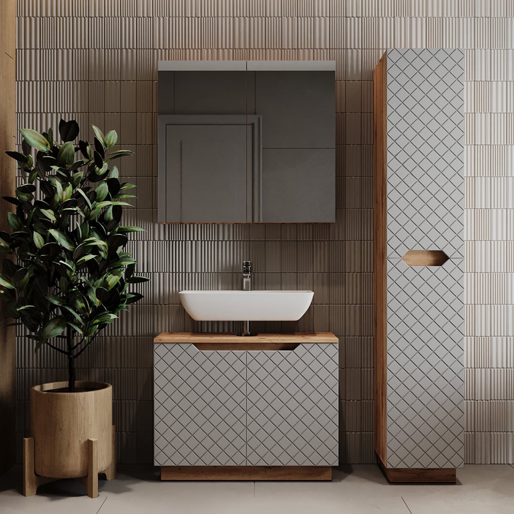 Badmöbel-Set 3-teilig Grau 80x62.1cm - Maisons Du Monde