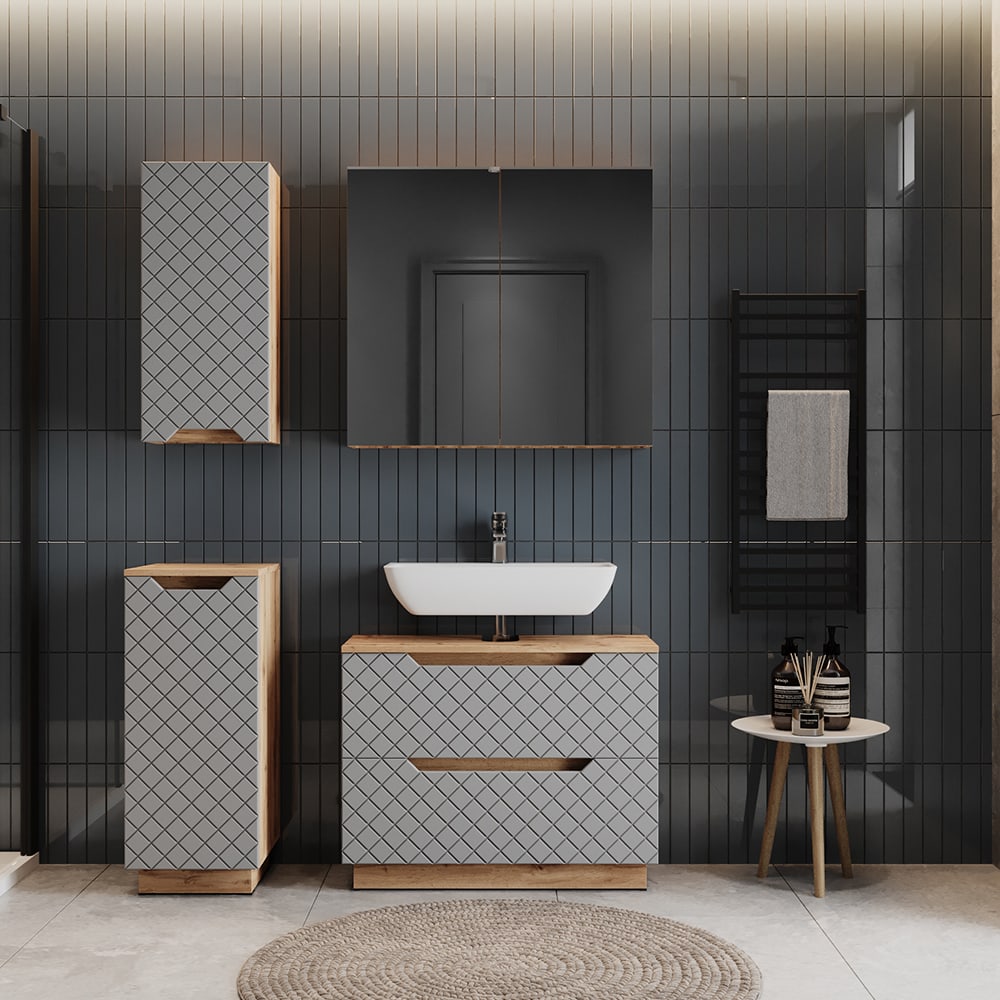 Badmöbel-Set 4-teilig Grau 80x62.5cm - Maisons Du Monde