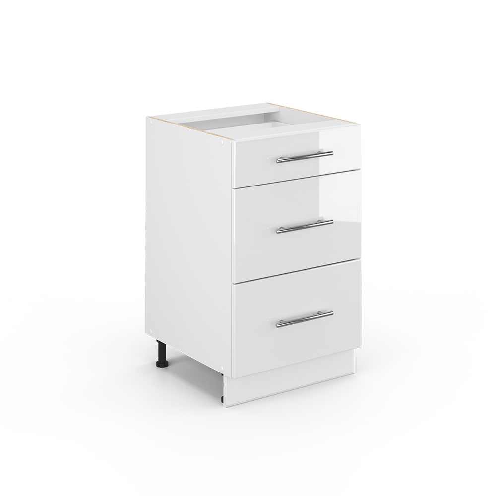 Vicco Badschrank ohne Arbeitsplatte, Weiß Hochglanz 50 x 82cm style modern Weiß Spanplatte