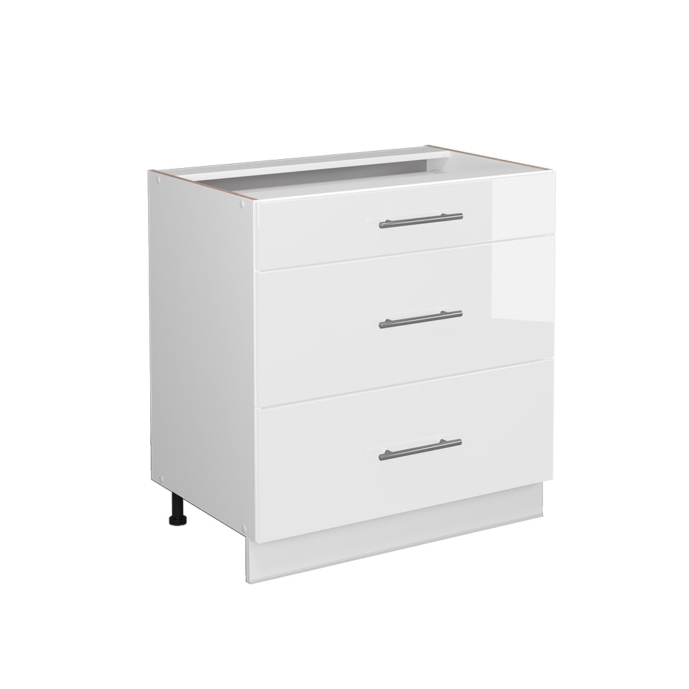 Vicco Badschrank mit 3 Schubladen ohne Arbeitsplatte Weiß Hochglanz 80x82cm style modern Weiß Spanplatte