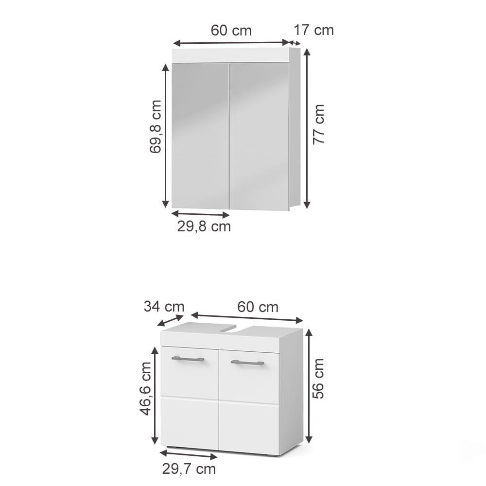 Badmöbel-Set 2-teilig Weiß 60x56cm - Maisons Du Monde