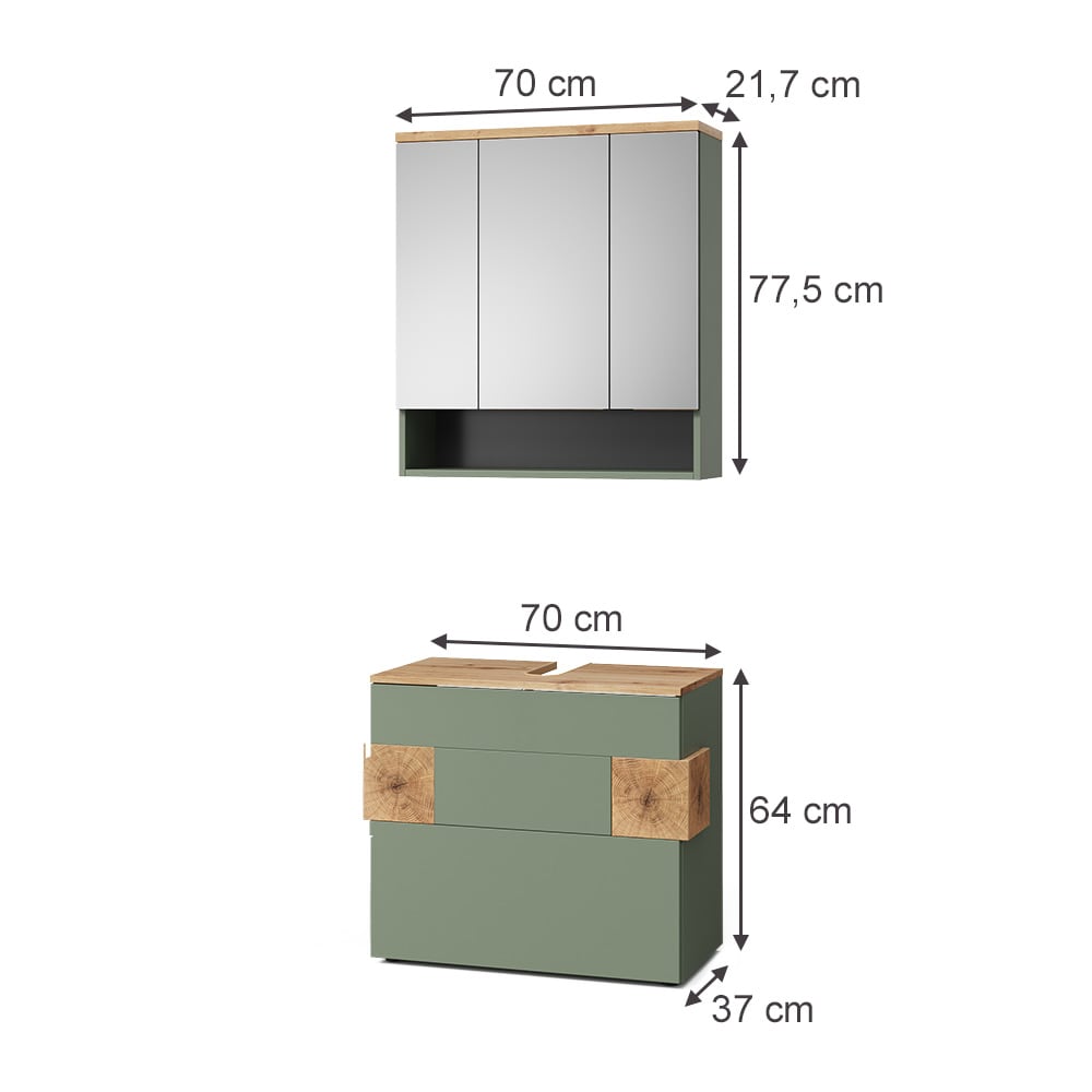 Badmöbel-Set 2-teilig Grün 70x64cm - Maisons Du Monde