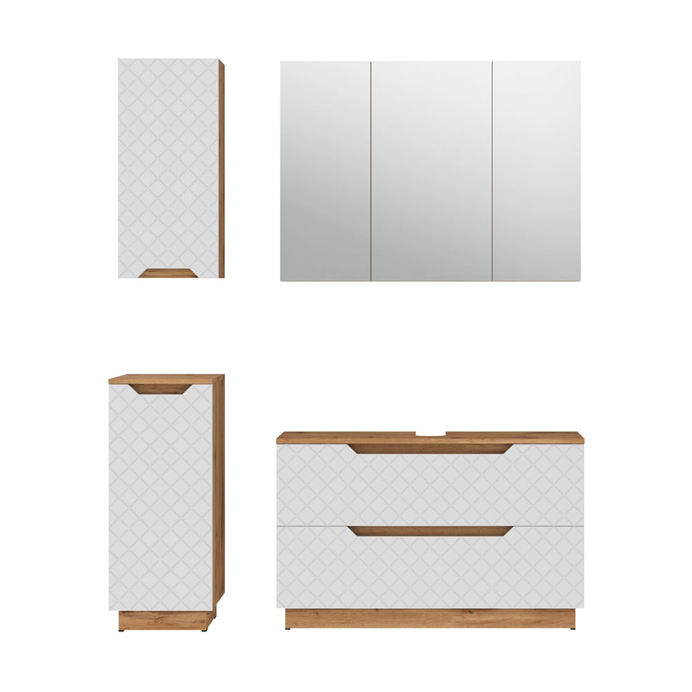 Vicco Badmöbel-Set 4-teilig Weiß 100x62.5cm style modern Weiß Spanplatte