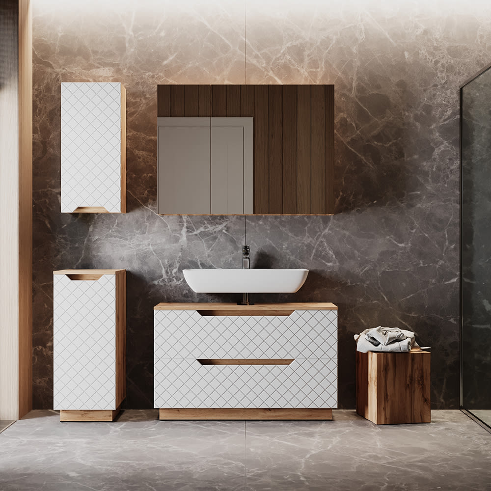 Badmöbel-Set 4-teilig Weiß 100x62.5cm - Maisons Du Monde