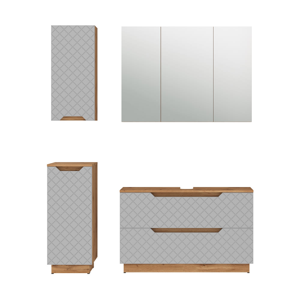 Vicco Badmöbel-Set 4-teilig Grau 100x62.5cm style modern Grau Spanplatte