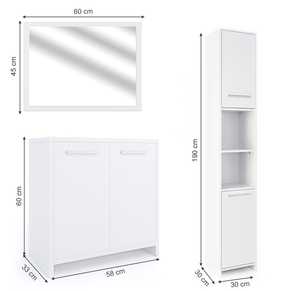 Badmöbel-Set 3-teilig Weiß 60x60cm - Maisons Du Monde
