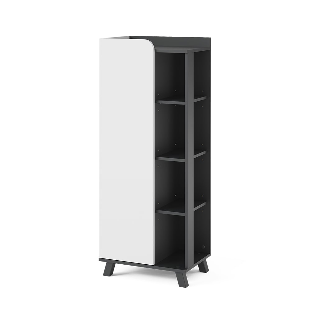 Vicco Midischrank mit Tür und offenen Fächern Anthrazit 50x128cm style modern Grau Spanplatte