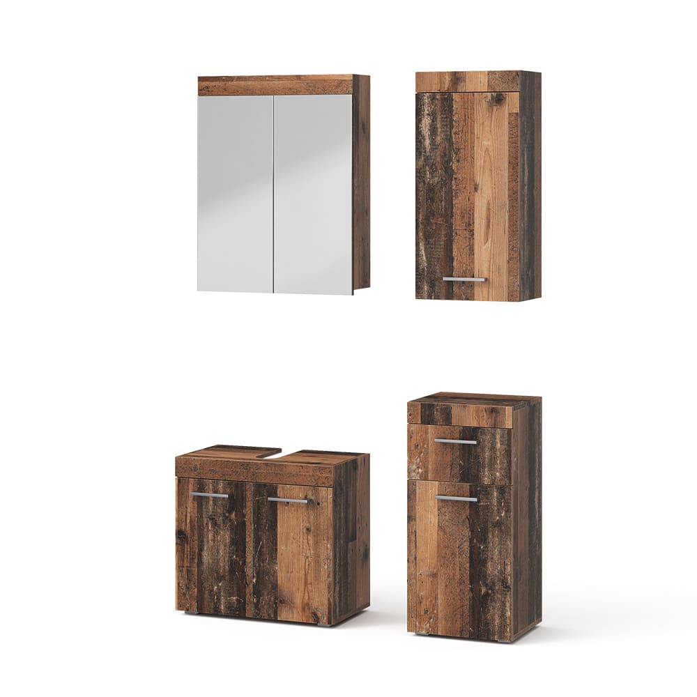 Vicco Badmöbel-Set 4-teilig Oldstyle 60x56cm style modern Braun Spanplatte