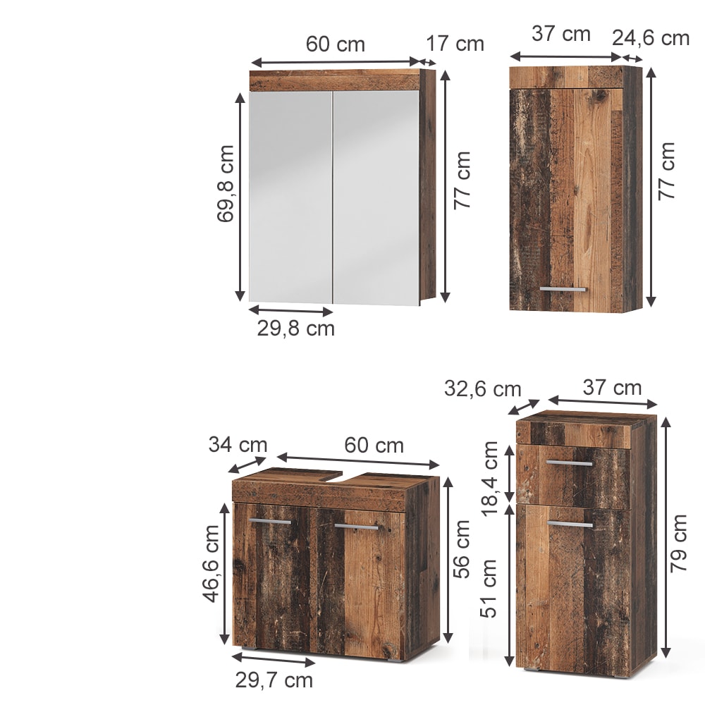 Badmöbel-Set 4-teilig Oldstyle 60x56cm - Maisons Du Monde