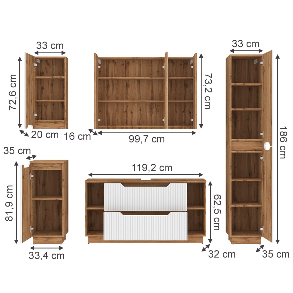 Badmöbel-Set 5-teilig Weiß 120x62.5cm - Maisons Du Monde