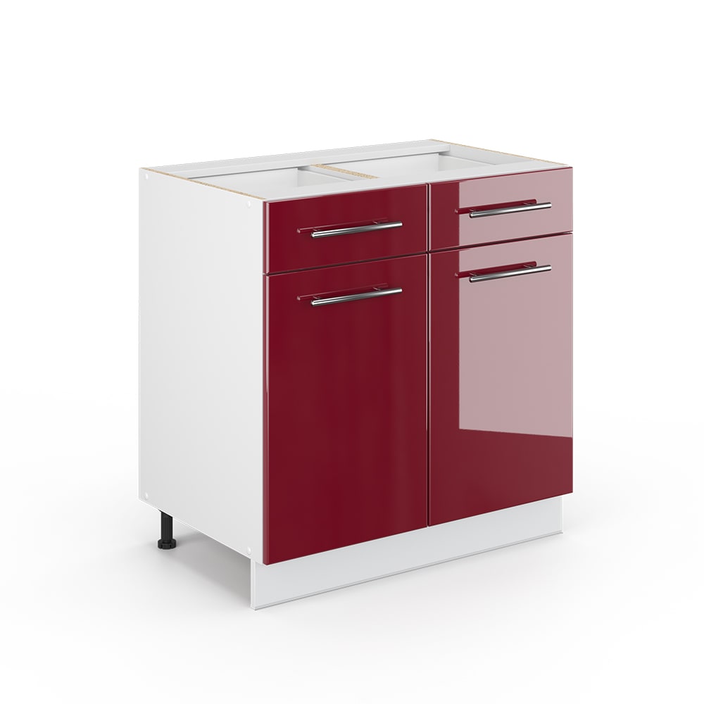 Vicco Badmöbel ohne Arbeitsplatte, Bordeaux Hochglanz 80 x 82cm style modern Rot Spanplatte