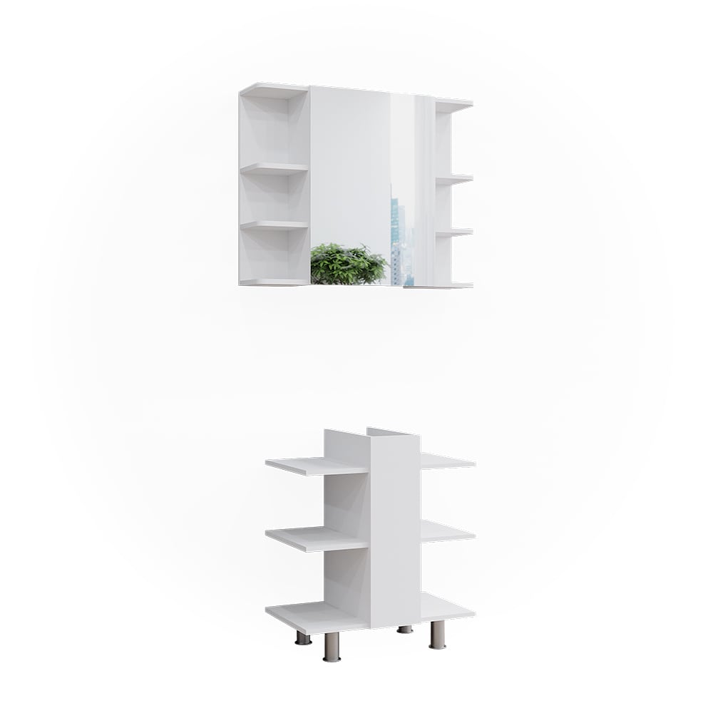 Vicco Badmöbel-Set 2-teilig Weiß 60x70cm style modern Weiß Spanplatte
