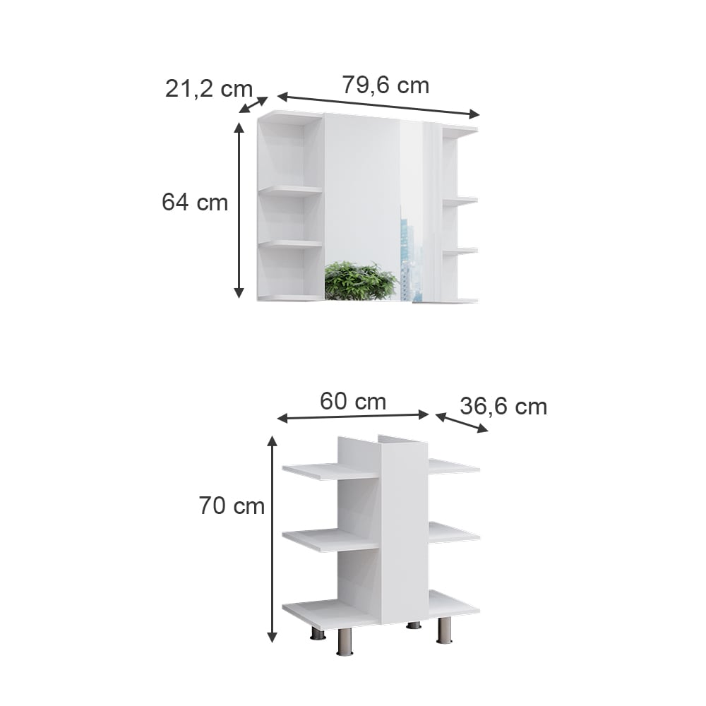 Badmöbel-Set 2-teilig Weiß 60x70cm - Maisons Du Monde
