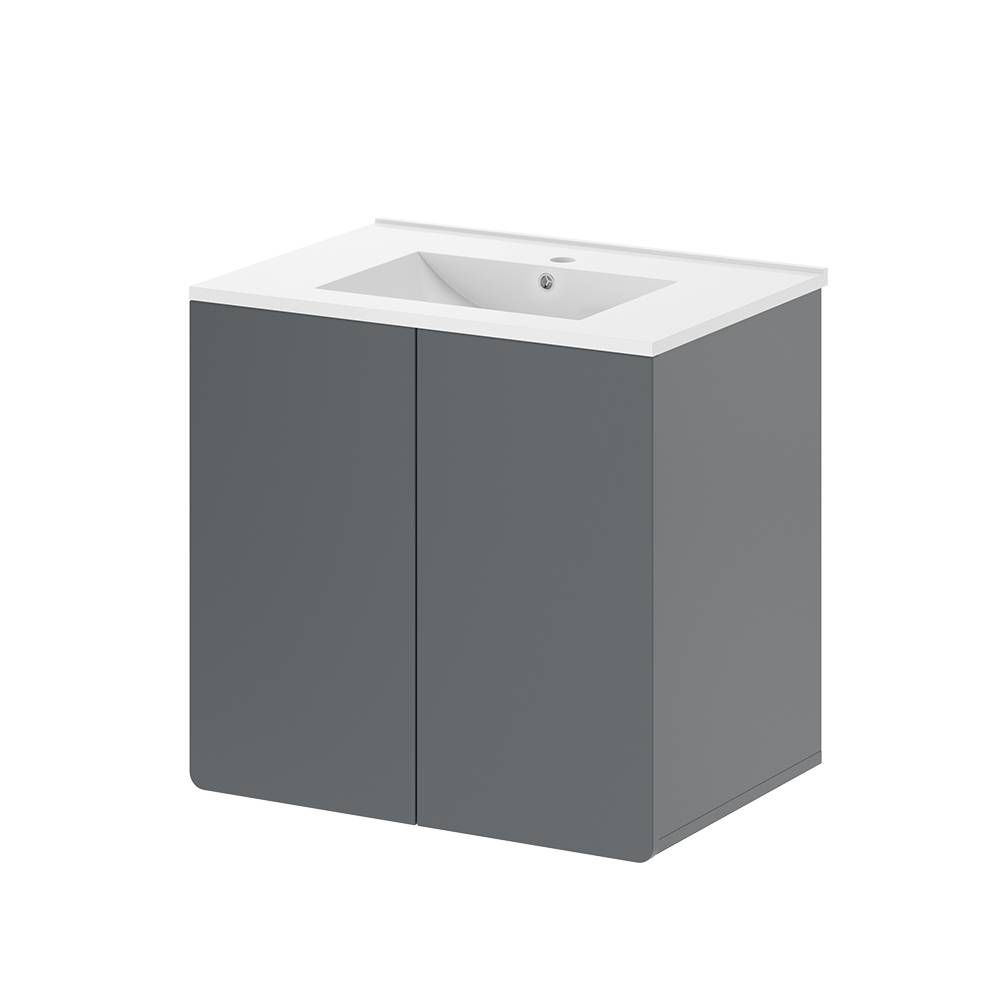 Vicco Waschbeckenunterschrank 2-teilig Grau 60x57cm style modern Grau Spanplatte