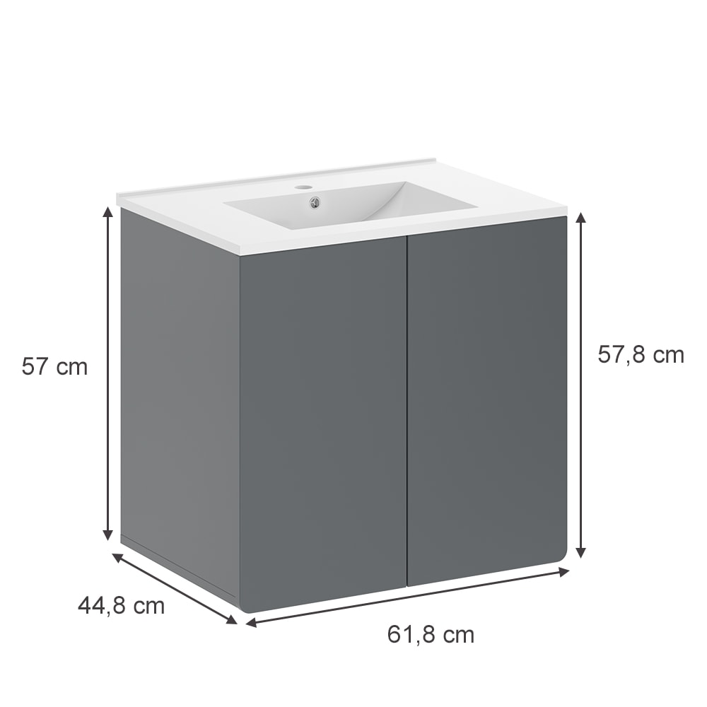 Waschbeckenunterschrank 2-teilig Grau 60x57cm - Maisons Du Monde