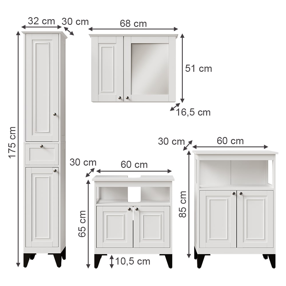 Badmöbel-Set 4-teilig Weiß 60x65cm - Maisons Du Monde
