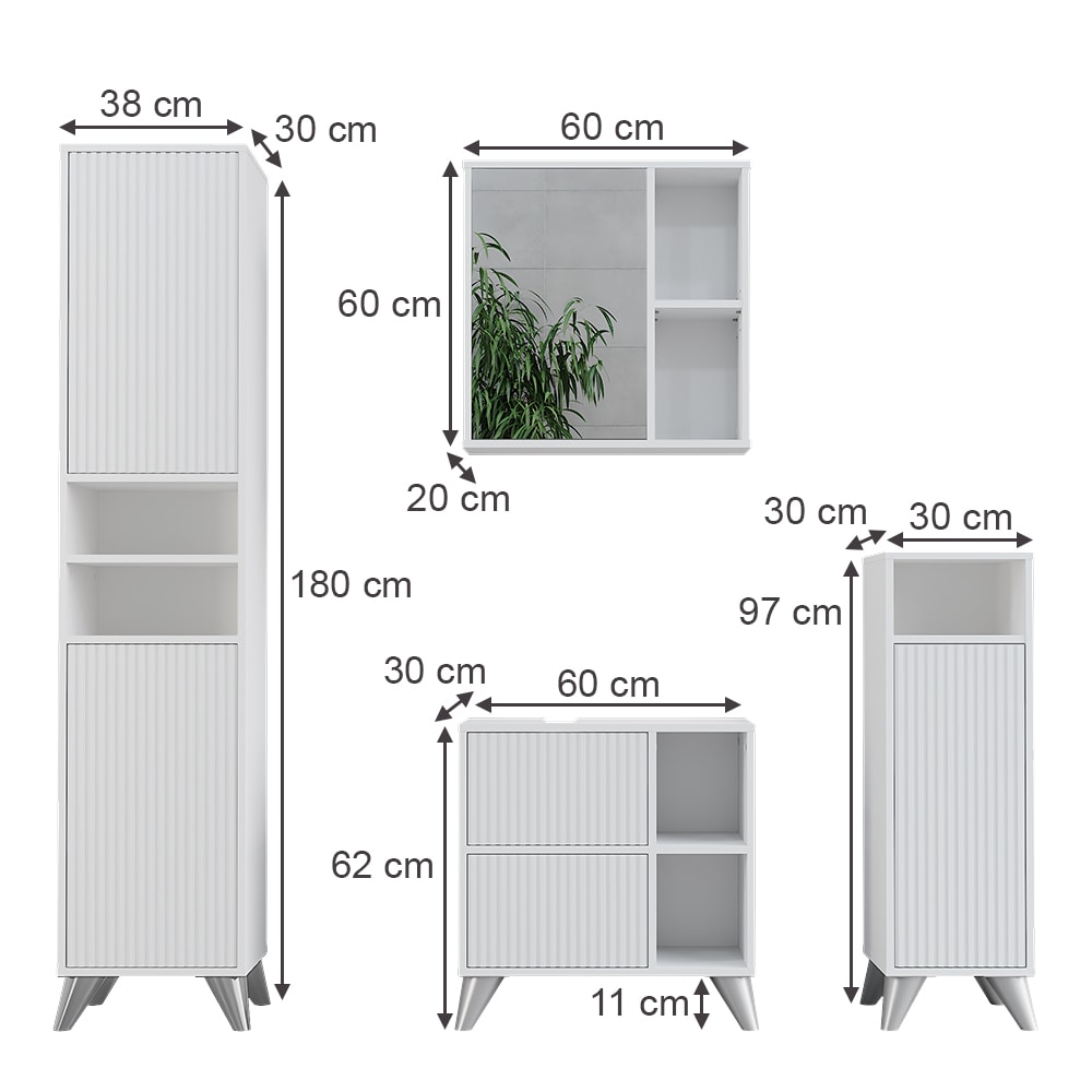 Badmöbel-Set 4-teilig Weiß 60x62cm - Maisons Du Monde