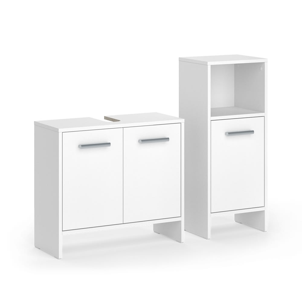 Vicco Badezimmermöbel-Set 2-teilig Weiß 65x57cm style modern Weiß Spanplatte