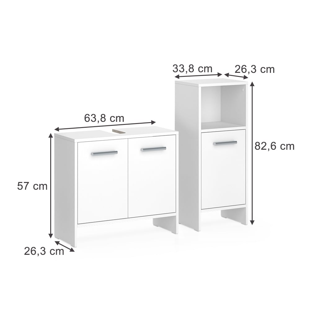 Badezimmermöbel-Set 2-teilig Weiß 65x57cm - Maisons Du Monde