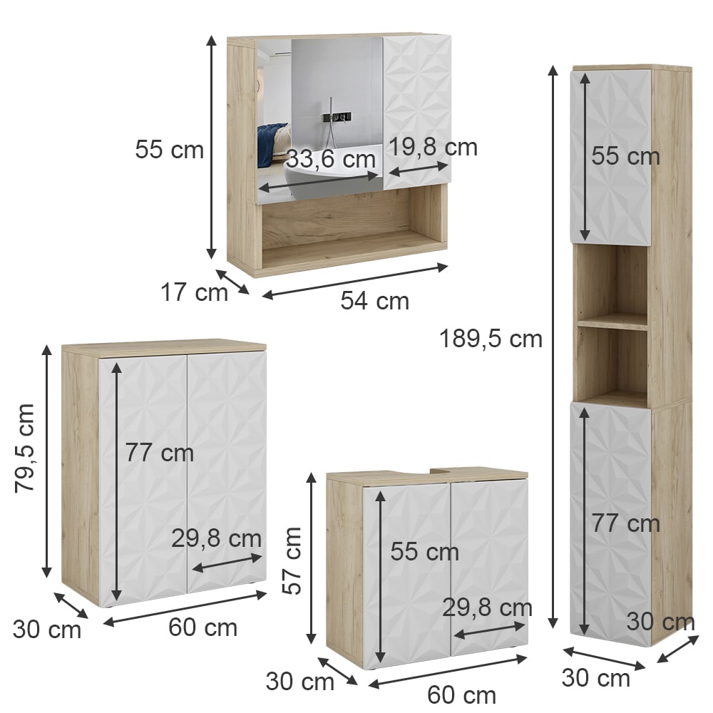 Badmöbel-Set 4-teilig Weiß 60x57cm - Maisons Du Monde