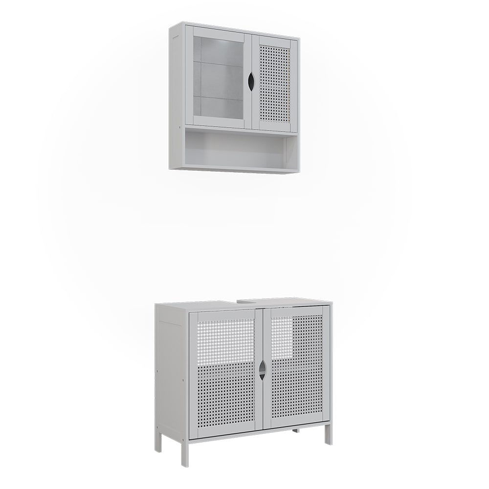 Vicco Badmöbel-Set 2-teilig Weiß 70x60cm style modern Weiß Spanplatte