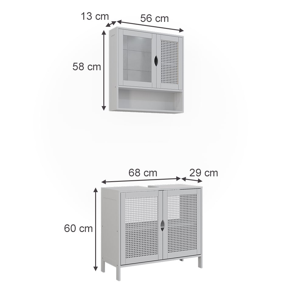 Badmöbel-Set 2-teilig Weiß 70x60cm - Maisons Du Monde