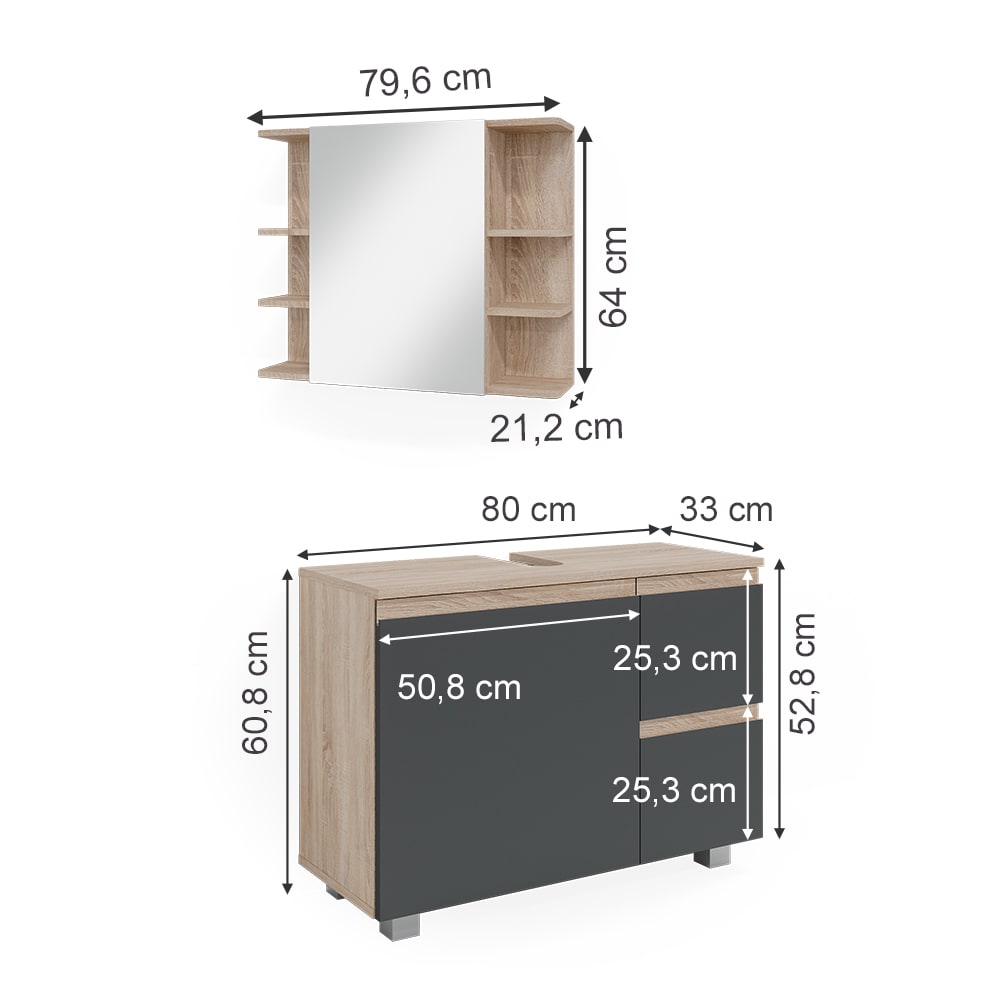 Badmöbel-Set 2-teilig Sonoma 80x60.8cm - Maisons Du Monde