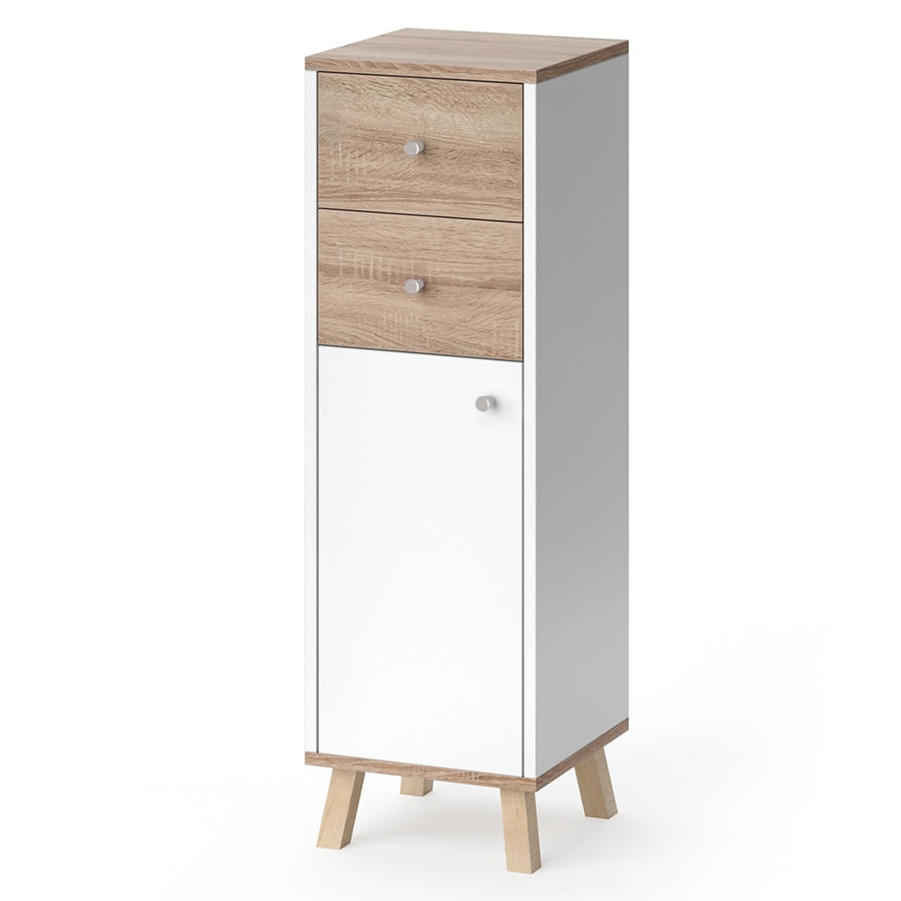 Vicco Midischrank mit Schubladen, Weiß 30 x 95cm style modern Weiß Spanplatte