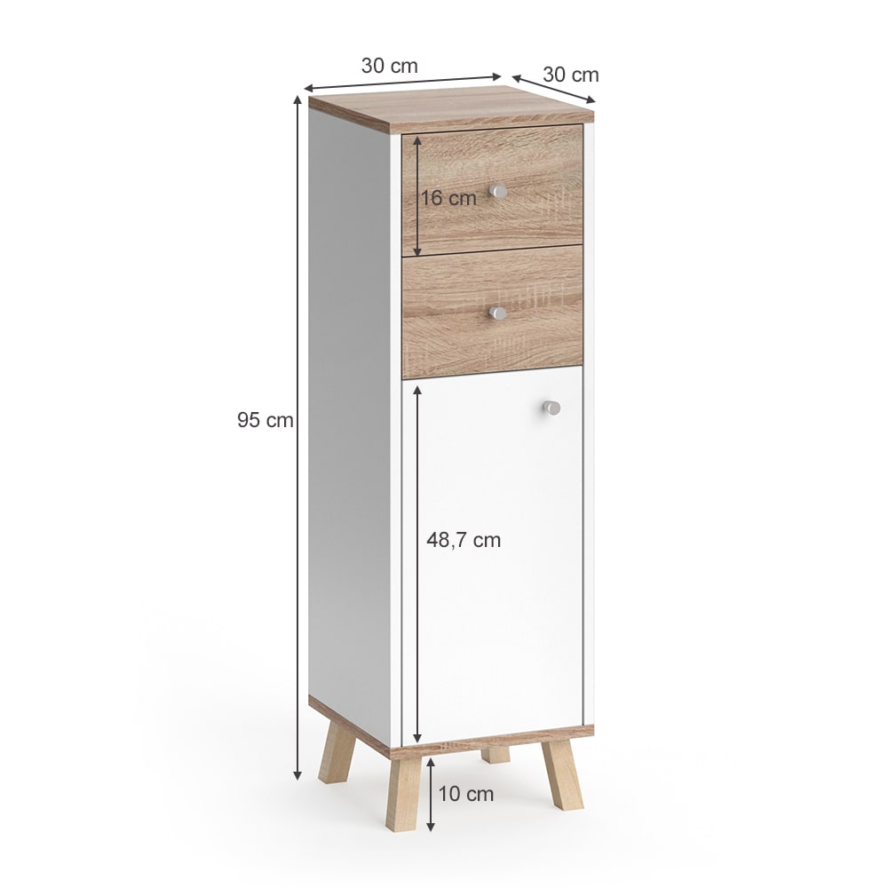 Midischrank mit Schubladen, Weiß 30 x 95cm - Maisons Du Monde