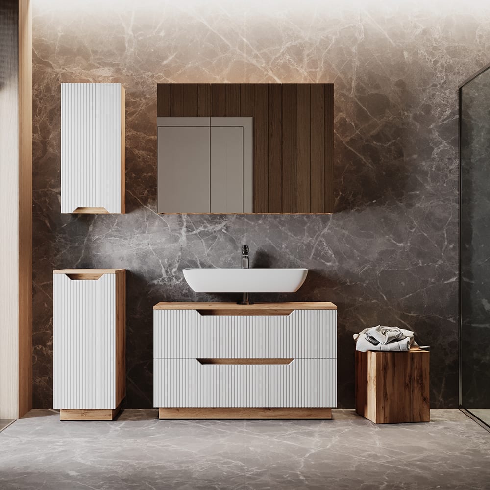 Badmöbel-Set 4-teilig Weiß 100x62.5cm - Maisons Du Monde