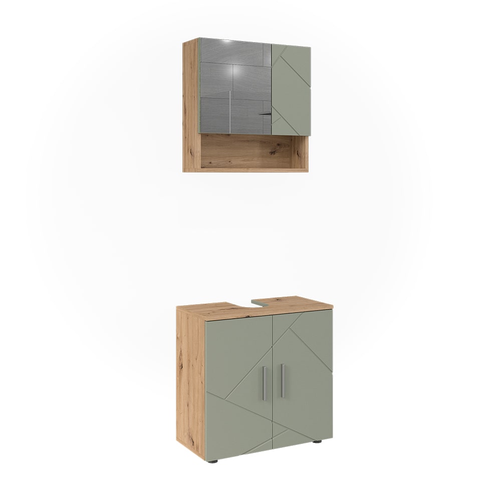 Vicco Badmöbel-Set 2-teilig Salbeigrün 60x59cm style modern - Spanplatte