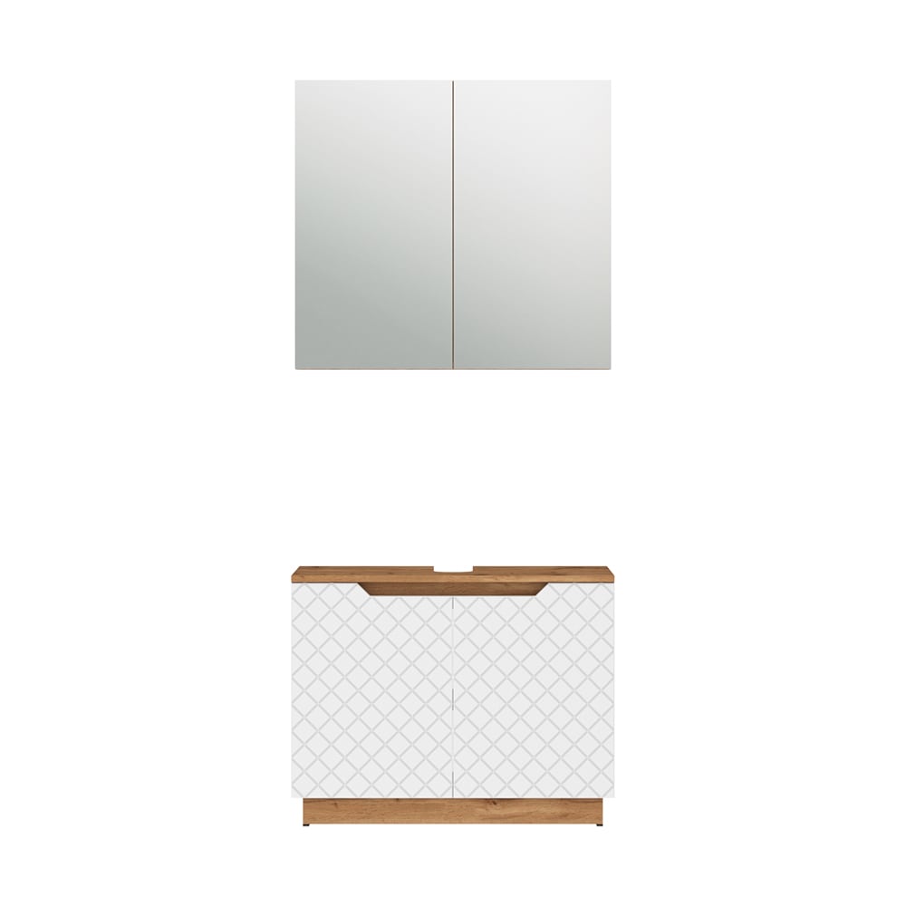 Vicco Badmöbel-Set 2-teilig Weiß 80x62.1cm style modern Weiß Spanplatte