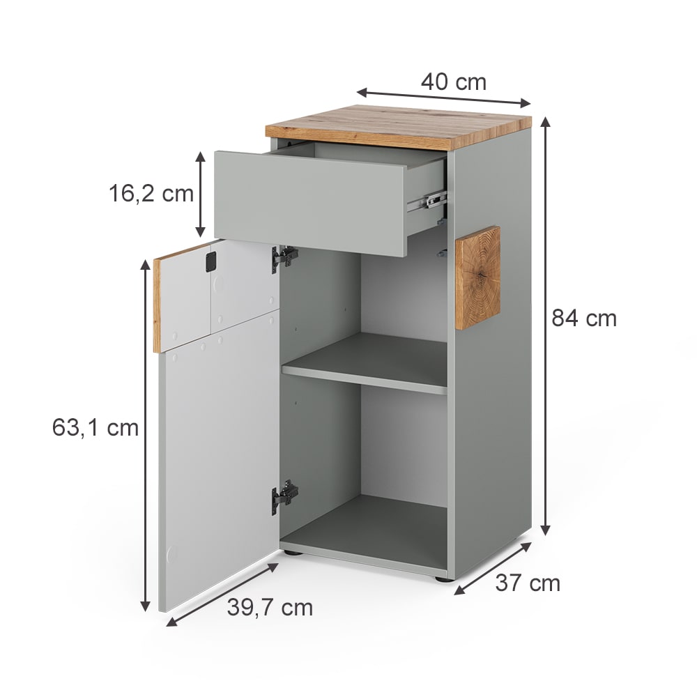 Midischrank Grau/Artisan 40x84cm - Maisons Du Monde