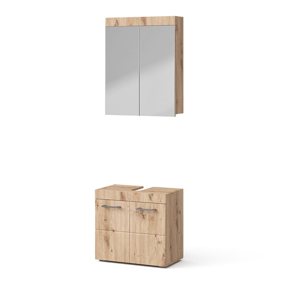 Vicco Badmöbel-Set 2-teilig Eiche Wotan 60x56cm style modern Braun Spanplatte