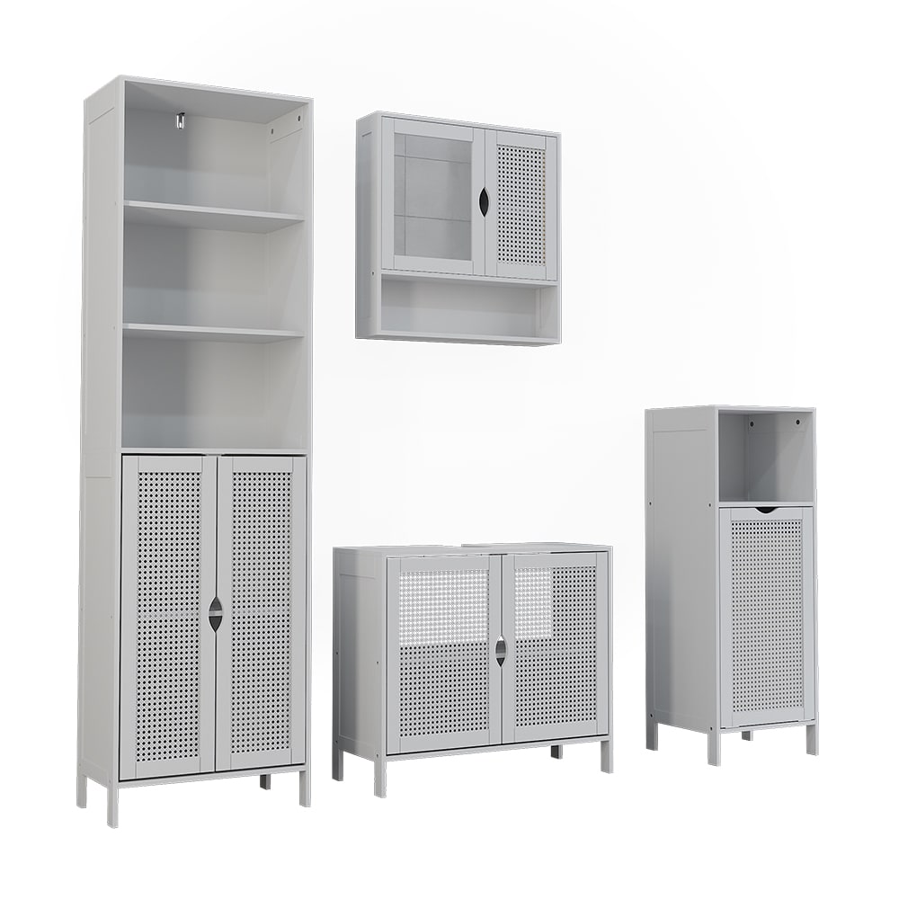Vicco Badmöbel-Set 4-teilig Weiß 70x60cm style modern Weiß Spanplatte
