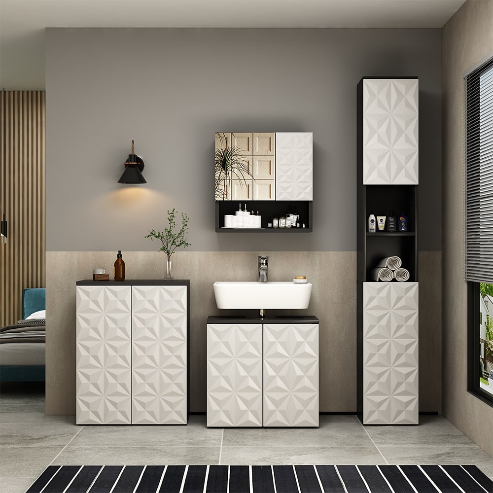 Badmöbel-Set 4-teilig Schwarz 60x57cm - Maisons Du Monde