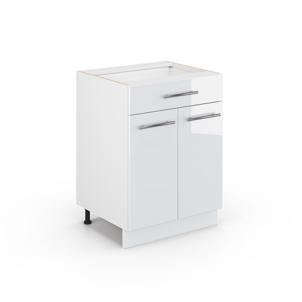 Vicco Badschrank mit Schublade ohne Arbeitsplatte Weiß Hochglanz 60x82cm style modern Weiß Spanplatte