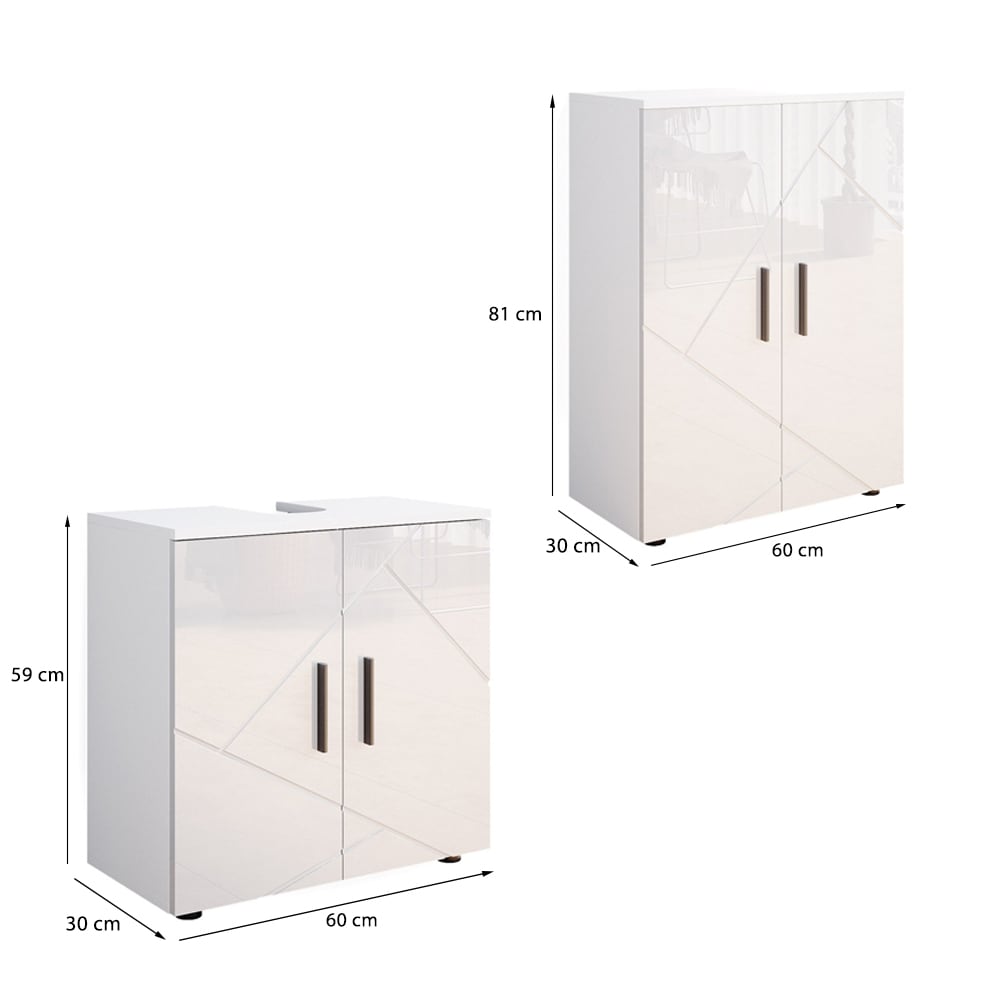 Badmöbel-Set 2-teilig Weiß Hochglanz 60x59cm - Maisons Du Monde